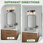 DORESshop 17 Inch Bathroom Light Fixtures, 3-Light Black Bathroom Lighting - Image 6