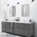 Silver Framed Bathroom Mirror, Brushed Nickel Rounded Corner Rectangle Wall - Image 2