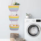 TeoKJ Over the Door Hanging Basket, 3-Tier Woven Cotton Wall-Mounted Storage - Image 8