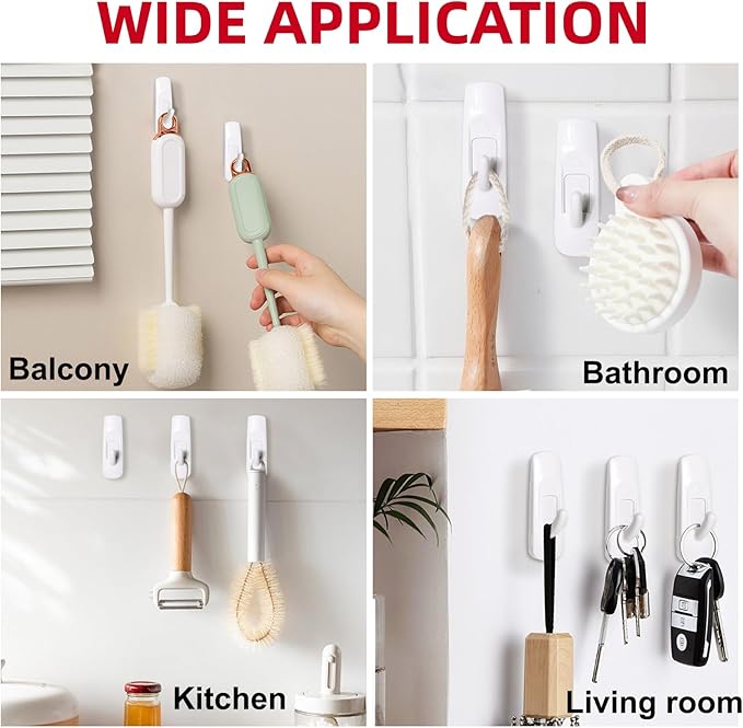 Sinfuo 20 Hooks for Hanging Variety Pack, Adhesive wall Hooks Heavy Duty - Image 5