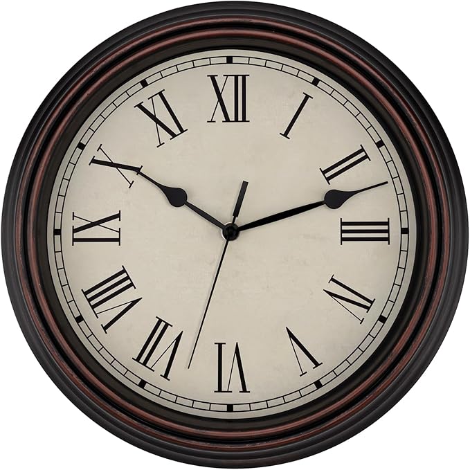 Foxtop 14 Inch Roman Numerals Wall Clock Battery Operated Silent Non-Ticking by Foxtop
