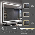 LED Mirror, 44x36 Inch Gradient Front and Backlit Lighted Mirror, 3 Colors - Image 5