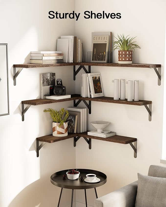 AMADA HOMEFURNISHING Long Wall Shelves, Rustic Farmhouse Style, Wood Floating - Image 2