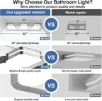 360° Rotate 3-Light LED Bathroom Vanity Light Fixtures, 1300LM Acrylic Chrome - Image 2