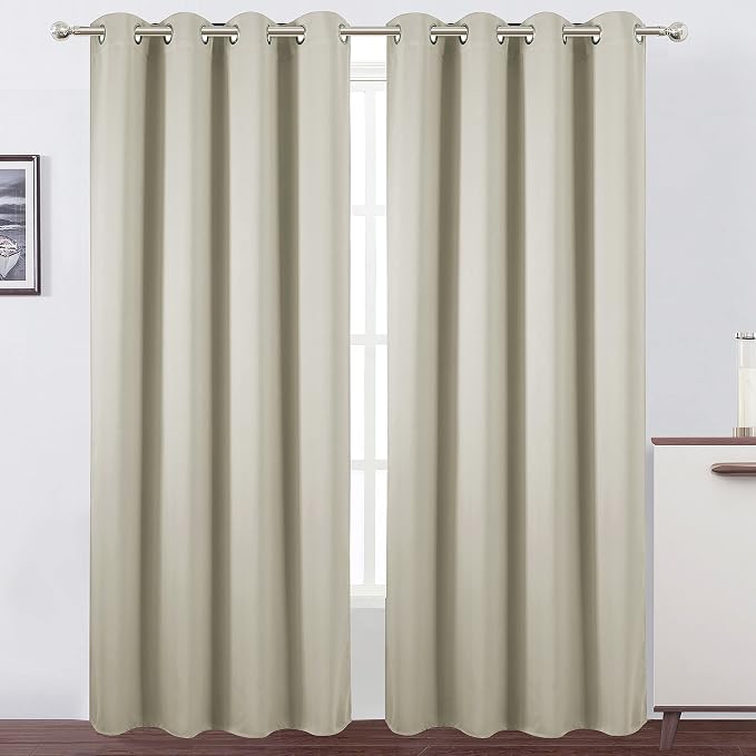 LEMOMO Light Beige Thermal Blackout Curtains/52 x 95 Inch/Set of 2 Panels Room by Lemomo