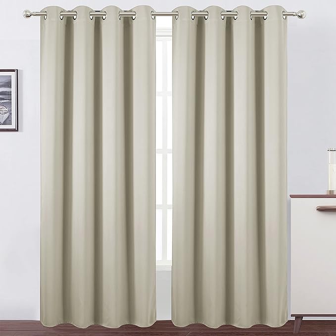 LEMOMO Blackout Curtains 66 x 84 inch/Light Beige Curtains Set of 2 by Lemomo