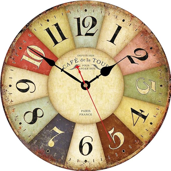 VIKMARI 8 Inch Silent Non-Ticking Wall Clock Arabic Numerals Retro Clocks by VIKMARIWallClock