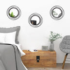 3 Set 9.5 Inch Black Circle Mirrors Wall Decor Iron Frame Wire Mirror Metal - Image 5