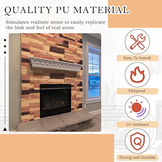2 Pack Faux Stone Panels Interior 45.6''l x 11.8''h x 0.98''d Faux Siding - Image 4
