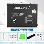 Magnetic Chalk Board, 24“x18” Black Chalkboard Double-Sided Dry Erase Board - Image 2