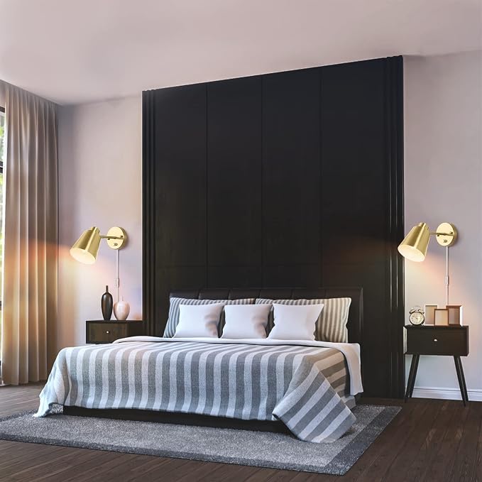 VATONI Plug in Wall Sconces, Dimmable Wall Sconces Adjustable Angle Wall Lights - Image 6