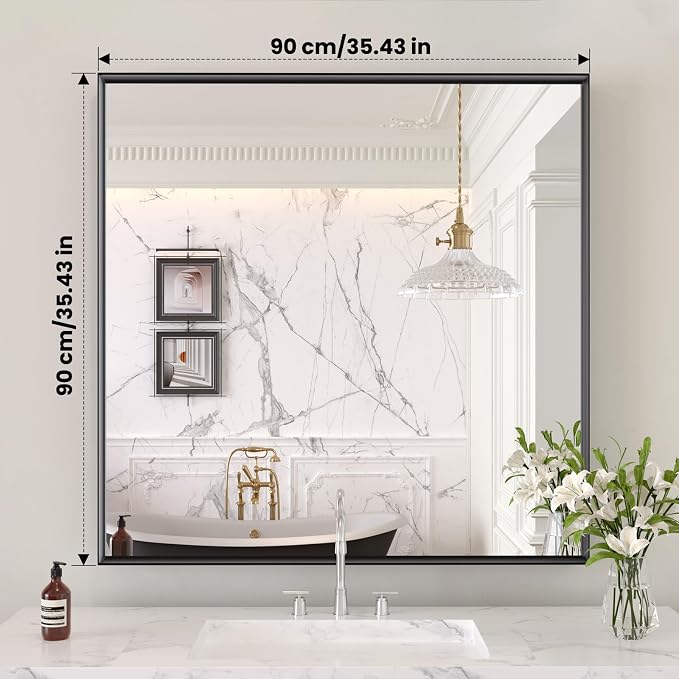 LOAAO Black Bathroom Mirror 36"X36" - Image 8