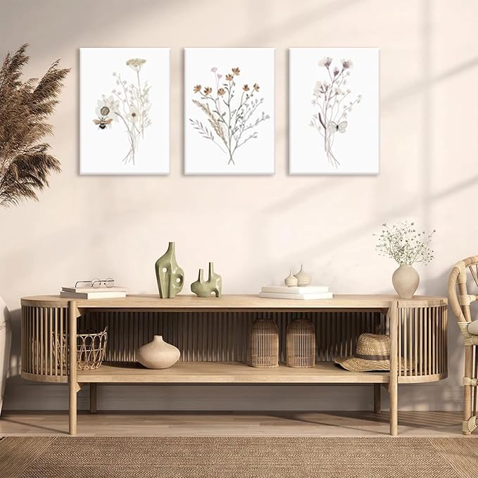Bwodke Framed Wildflower Wall Art Butterfly Bee Botanical Floral Poster Canvas - Image 9