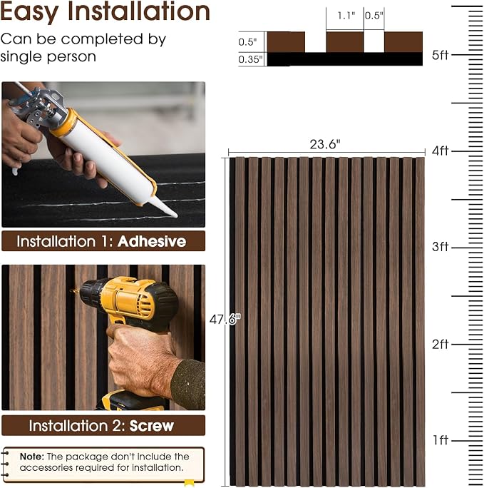 Acoustic Wood Wall Panels 2 Pack 47.6" x 23.6", Sound Proof Wooden Paneling - Image 5