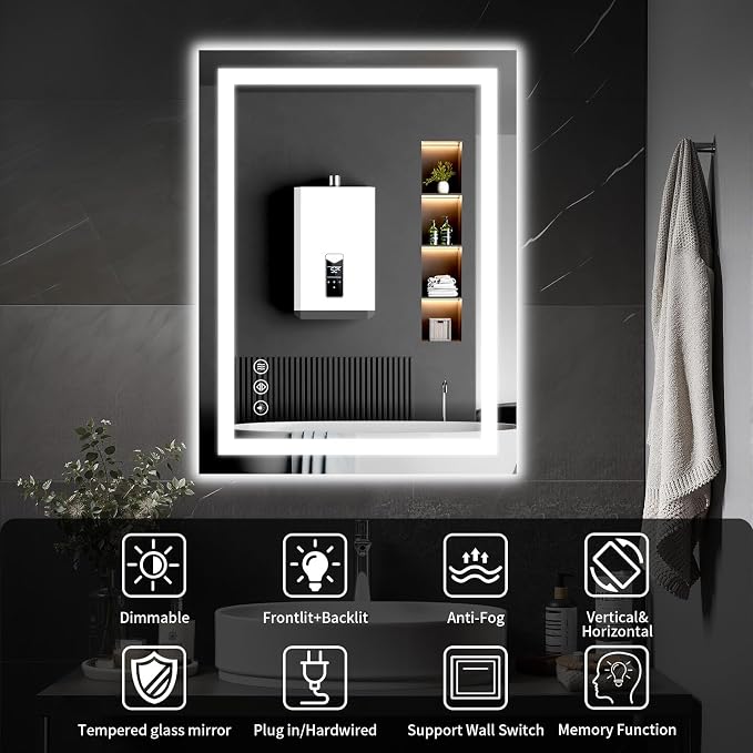 LED Bathroom Mirrors 28"x32" Bathroom Mirror - Image 8