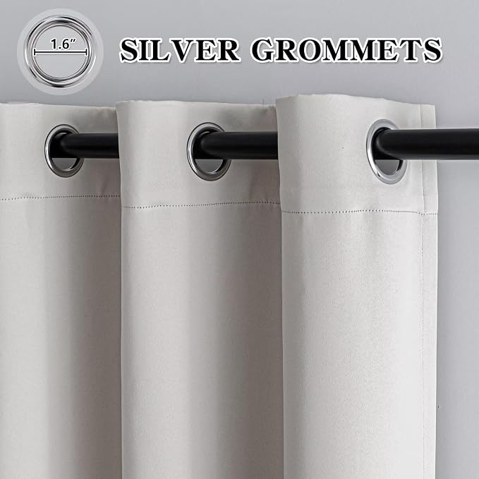 IGEMAEVE Greyish White Curtains 108 Inch Length 2 Panels Set, Light Filtering - Image 3