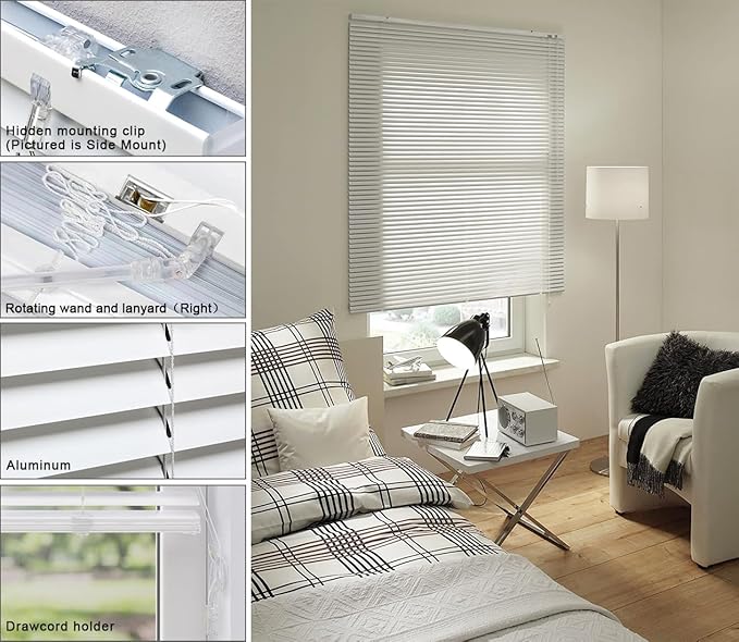 YIIBAII Mini Blinds Suitable for 44" W x 64" H Windows 1" Aluminum Horizontal - Image 4