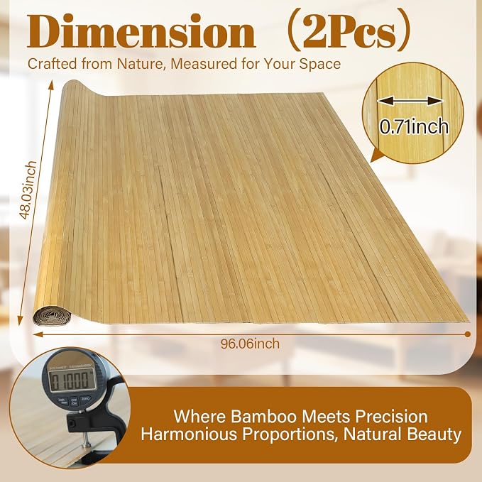 Natural Bamboo Wall Panel for Interior Wall Decor, Pole Wrap Wainscoting Wall - Image 2