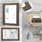 AAZZKANG Rustic Wood Mirror Rectangle Decorative Wall Hanging Mirrors - Image 3