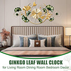 Big Wall Clock, Unique Ginkgo Leaf Decorative Wall Clocks, Luxury Metal Gold - Image 3