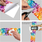 HOMETITUTE Wallpaper Border Peel and Stick Wall Border Rainbow Mosaic Glass - Image 8