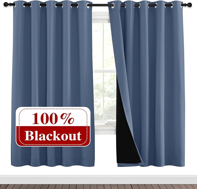 NICETOWN Full Shade Curtain Panels 72 inches Long, Pair of Energy Smart & Noise by NICETOWN