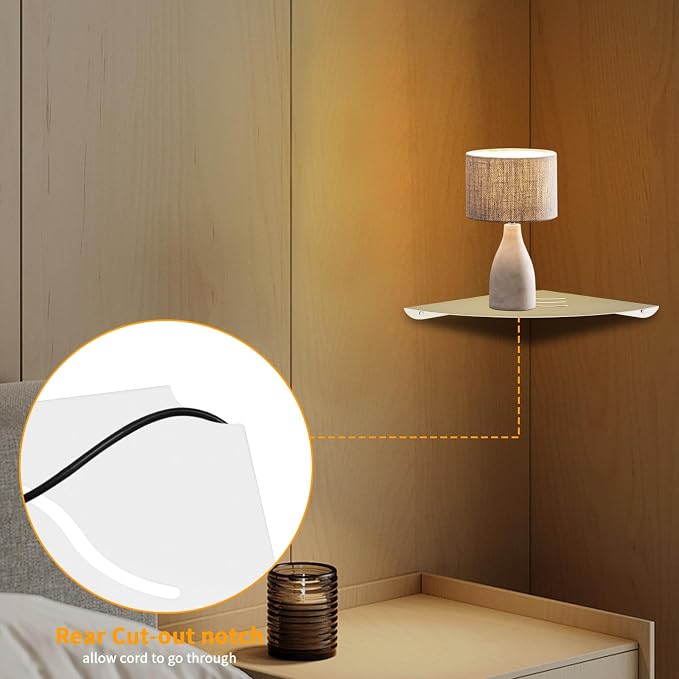 Corner Shelf Wall Mount, Floating Corner Shelves, Corner withs Wire Hole - Image 6