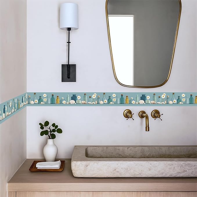 Coastal Wallpaper Border 196x4 Inch Peel and Stick Wall Border Self Adhesive - Image 3