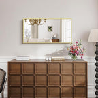KOCUUY Gold Bathroom Mirror, HD Tempered Glass, Anti-Rust Frame, Modern Design - Image 2