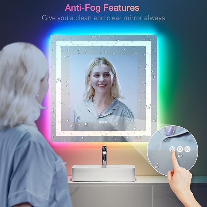 LOAAO 36"X36" LED Bathroom Mirror - Image 4