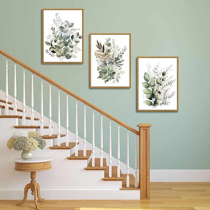 Bwodke Botanical Wall Art Plant Floral Watercolor Canvas Prints Set of 3 Framed - Image 7
