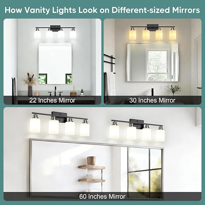 Ascher Bathroom Light Fixtures, 4-Light Vanity Light Over Mirror, Wall Lamp - Image 8