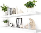 60 inch White Floating Shelves for Wall 8 -inch deep Set of 2, Heavy Duty Solid by xwne