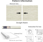 Simon&Siff Cream Textured Grasscloth Peel and Stick Wallpaper 17.7"x394" - Image 8