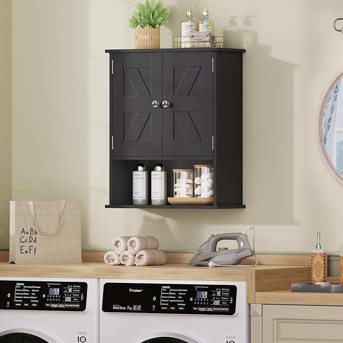 TEENFON Bathroom Wall Cabinet, Over The Toilet Space Saver Storage Cabinet - Image 7