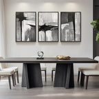 Large Framed Black and White Gray Abstract Wall Art, 3 Piece Modern Canvas - Image 8