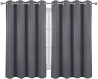 LEMOMO Grey Thermal Blackout Curtains/52 x 54 Inch/Set of 2 Panels Room - Image 2