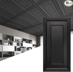Art3d 12-Pack Drop Ceiling Tiles, 24x28 Inch PVC Panels in Black by Art3d