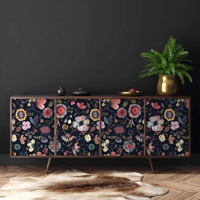 Wallpaper Peel and Stick Floral Wall Paper Removable Waterproof Blue/Red/Yellow - Image 5