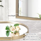 Bathroom Arched Wall Mirror Brushed Metal Vanity Wall Mounted Mirror - Image 2
