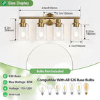 Zarbitta 4-Light Bathroom Light Fixtures, Brushed Brass Modern Vanity Lights - Image 7