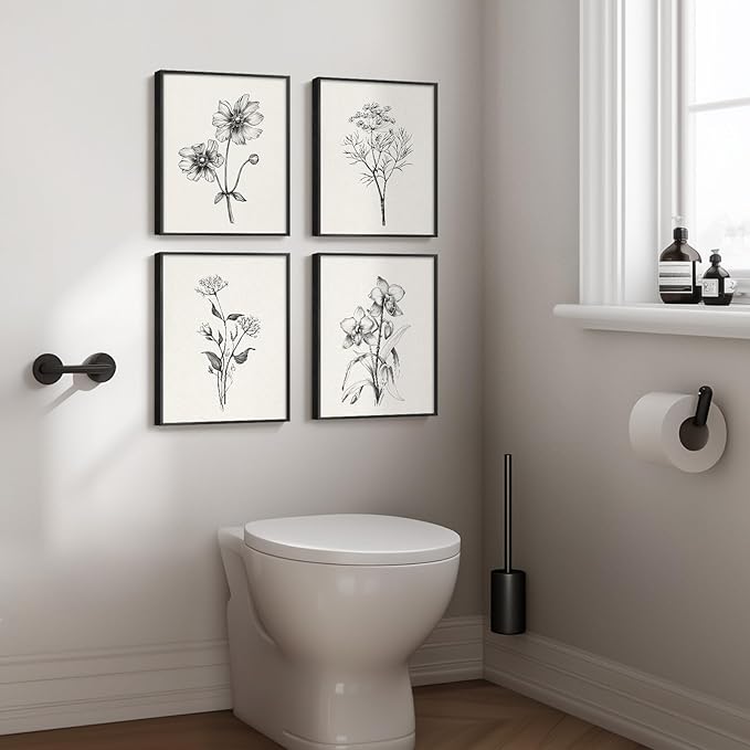 Framed Black and White Floral Wall Art - Image 5