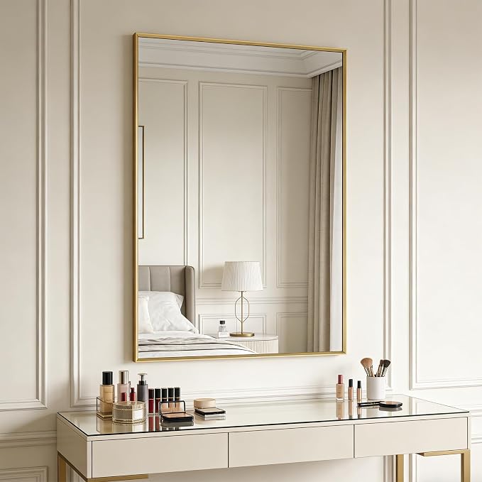 BOMINICA Brushed Gold Bathroom Mirror - Image 8