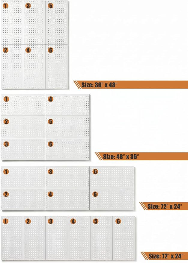 PBHEPJ 6 Pcs Metal Pegboard Panels, Heavy Duty Peg Boards - Image 4