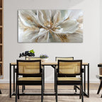 Flower Wall Art Vintage White Floral Canvas Pictures Abstract Blooming Flower - Image 4