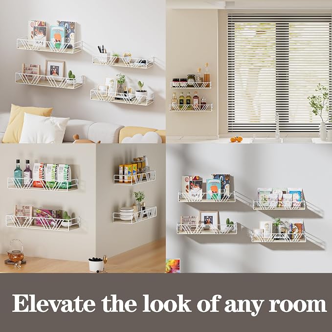 Amaoot Floating Shelves for Wall Set of 4, Different Sizes Mounted Wood - Image 6