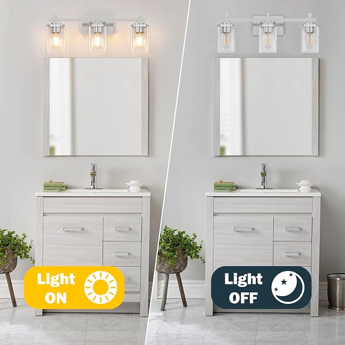Brushed Nickel Bathroom Light Fixtures, 3-Lights Bathroom Vanity Light - Image 5