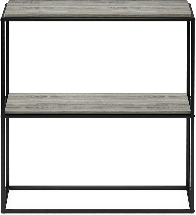 Furinno Moretti Modern Wide Stackable Metal Shelf, French Oak Grey - Image 5
