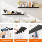 HOOBRO Floating Shelves for Wall, Wall Mounted Shelf Set of 2, 47.2" Hanging - Image 8