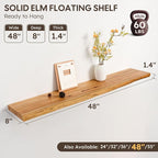 48" Rustic Elm Floating Shelves - Image 3
